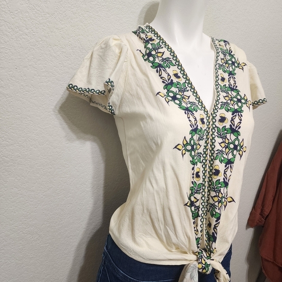 NWT Max Studio London Cream Boho Top Size XS - Picture 3 of 11